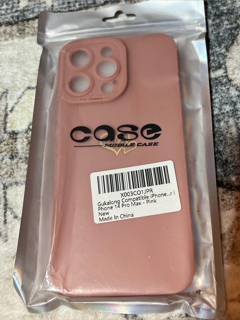 iPhone 14 Pro Max Case Pink Gold Hearts New